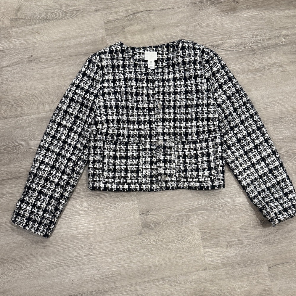 H&M gold black white Tweed Blazer